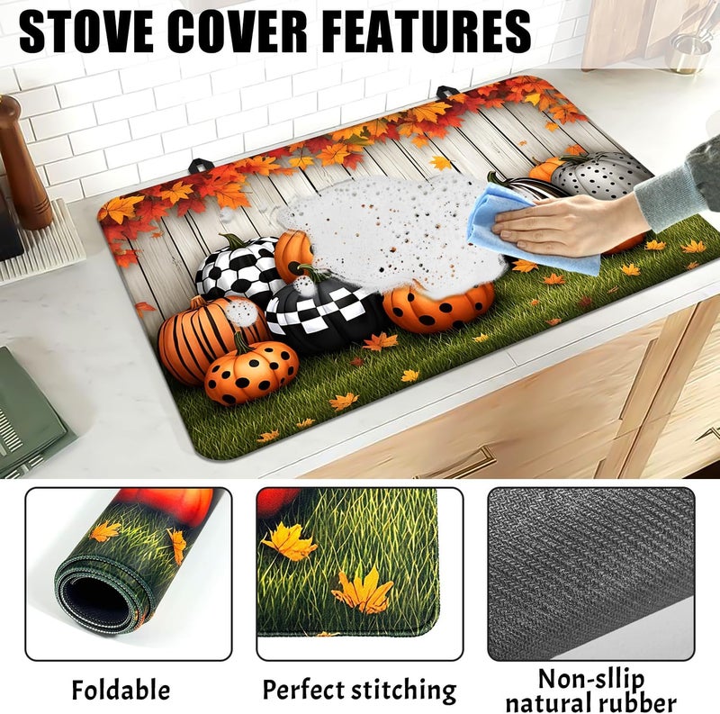Seimip Fall Thanksgiving Stove Cover for Electric Stove Autumn Pumpkin Stove Top Cover for Kitchen Gas Stove Pad Decor Stove Covers Black Non-Stick Cooktop Mat Countertop Protector Keep Stove Clean - Image 5